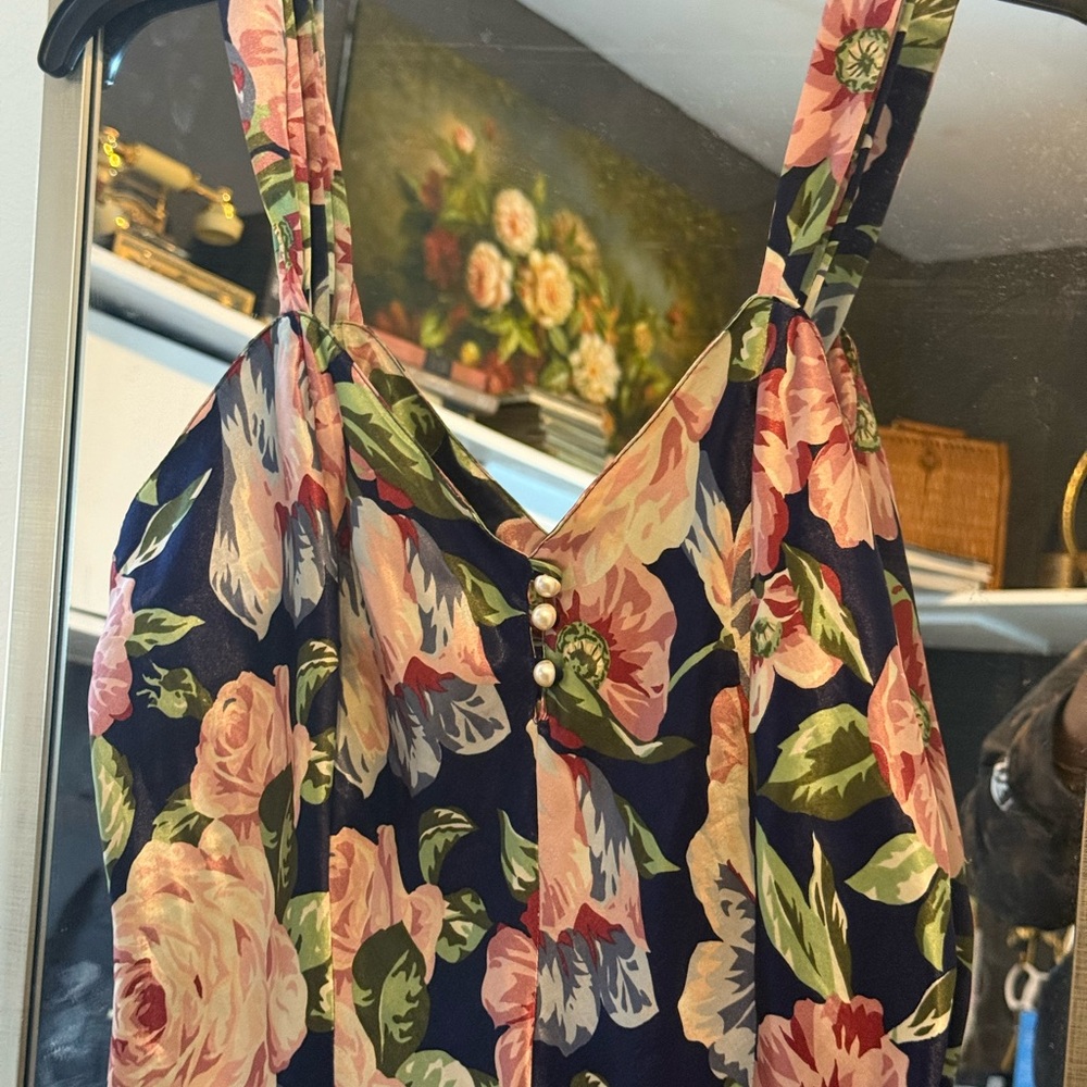 VTG Cacique Navy and Pink Floral Lingerie - Picture 2 of 7